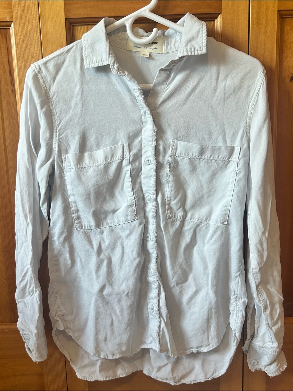 cloth & stone Pale Blue Casual Button-Down Shirt with Chest Pockets
